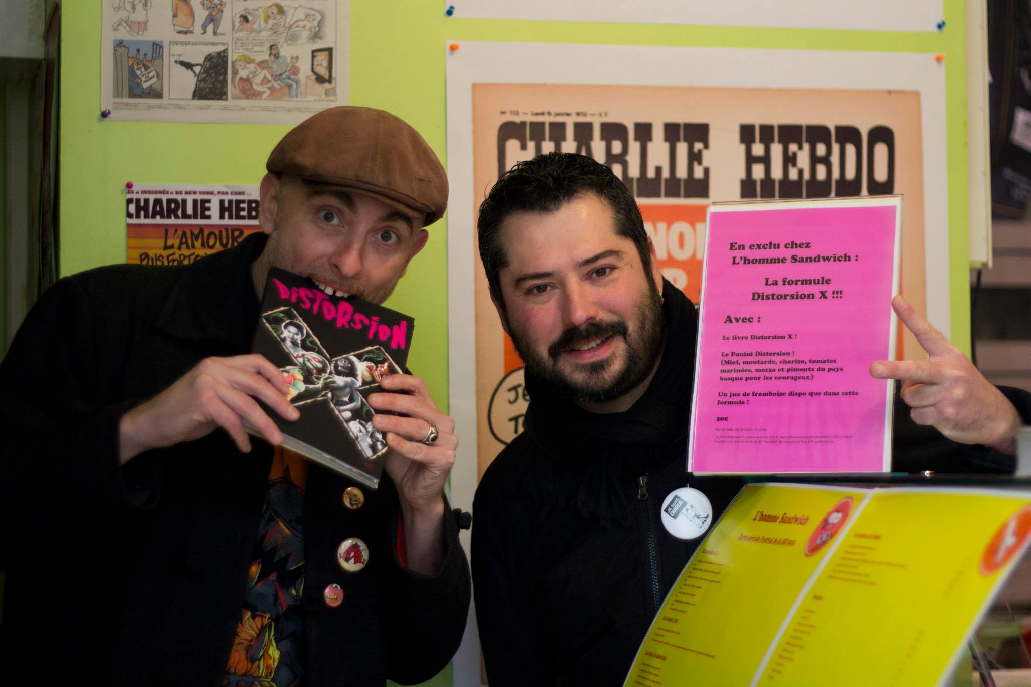 Avec le boss de L'Homme Sandwich, qui propose la formule Distorsion X ! – avec Rurik Sallé et L'hommeSandwich Angoulême.